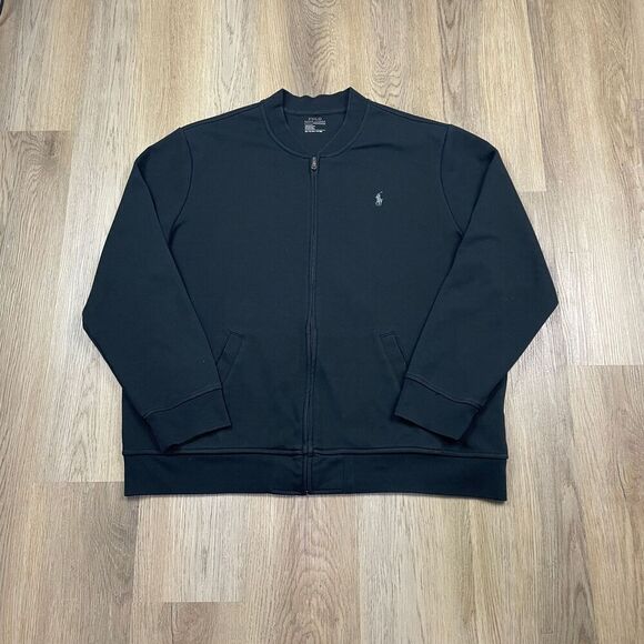 Polo Ralph Lauren Sweatshirt Mens 2XL Black Performance Full Zip Pony Casual - Picture 1 of 11